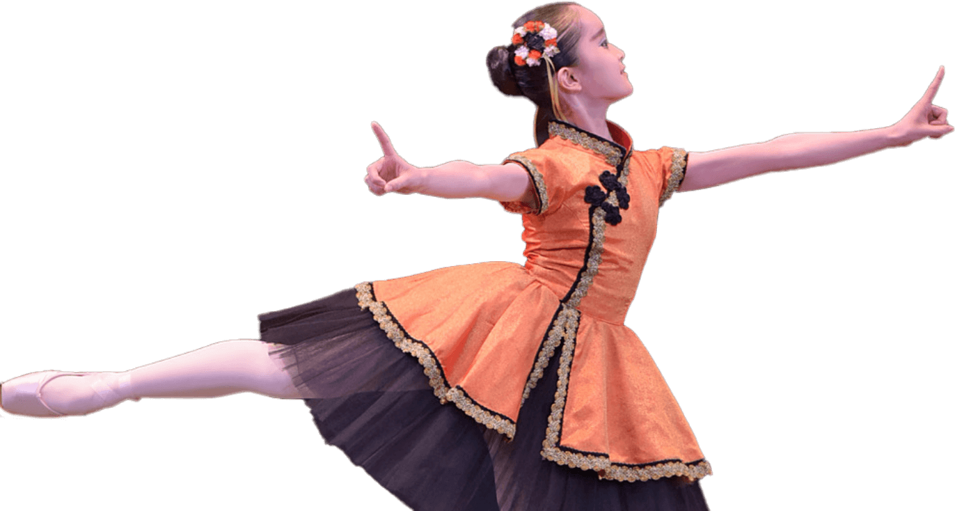 オレンジ色衣装を着た女性バレリーナ